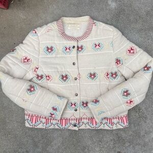 Kimchi Blue Cream and Red Patterned Jacket
